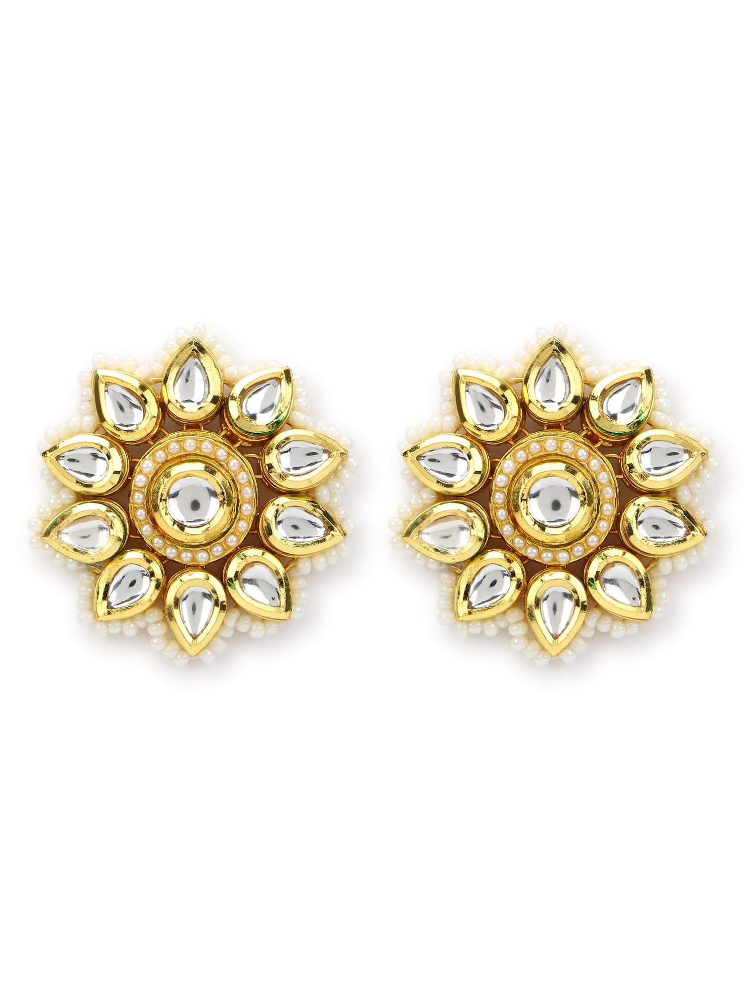 Gold-Toned Circular Studs Earrings - Ruby Raang - Swadesiicart