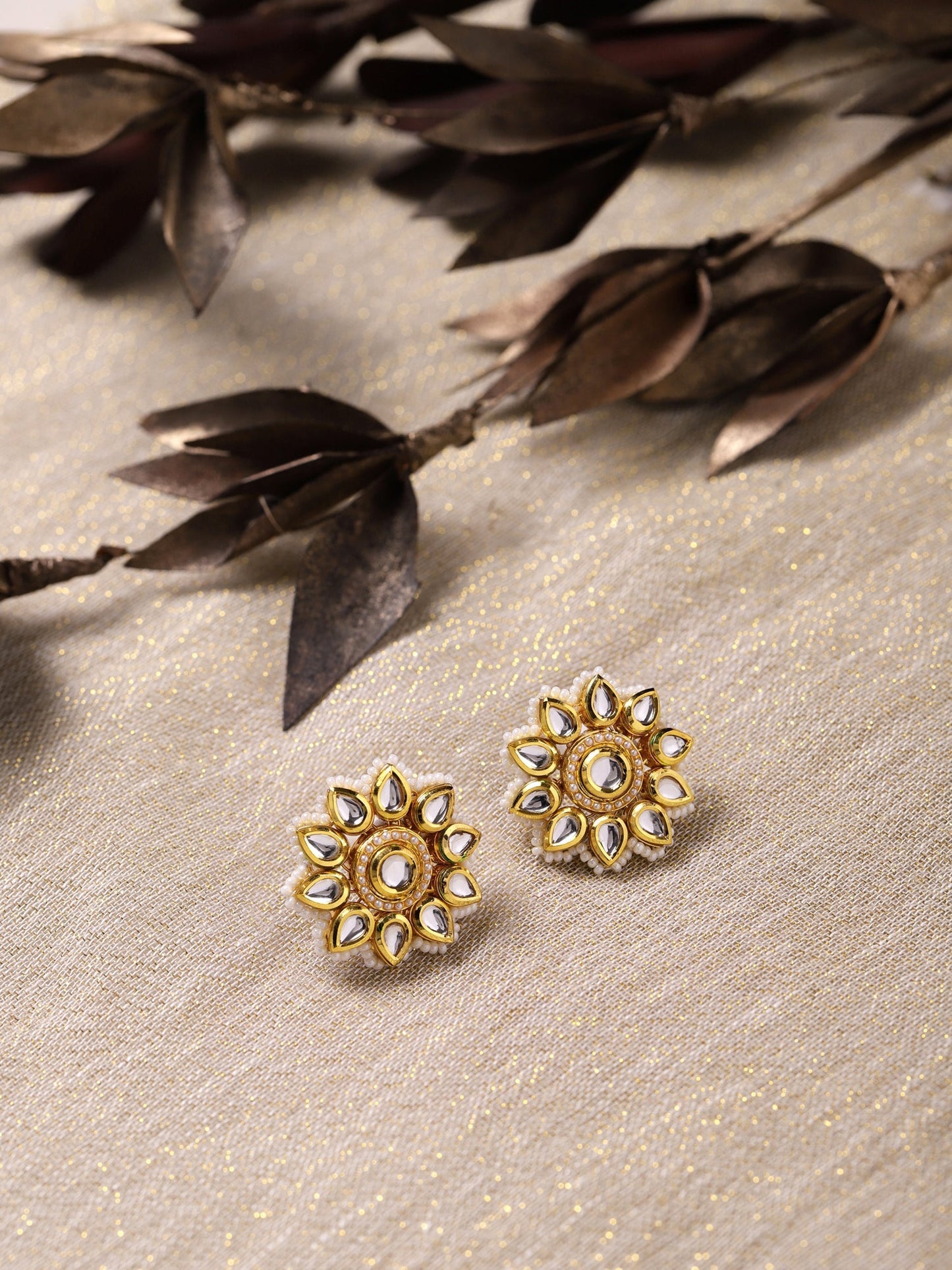 Gold-Toned Circular Studs Earrings - Ruby Raang - Ruby Raang Studio