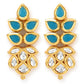 Gold-Toned Leaf Shaped Studs Earrings - Ruby Raang - Swadesiicart