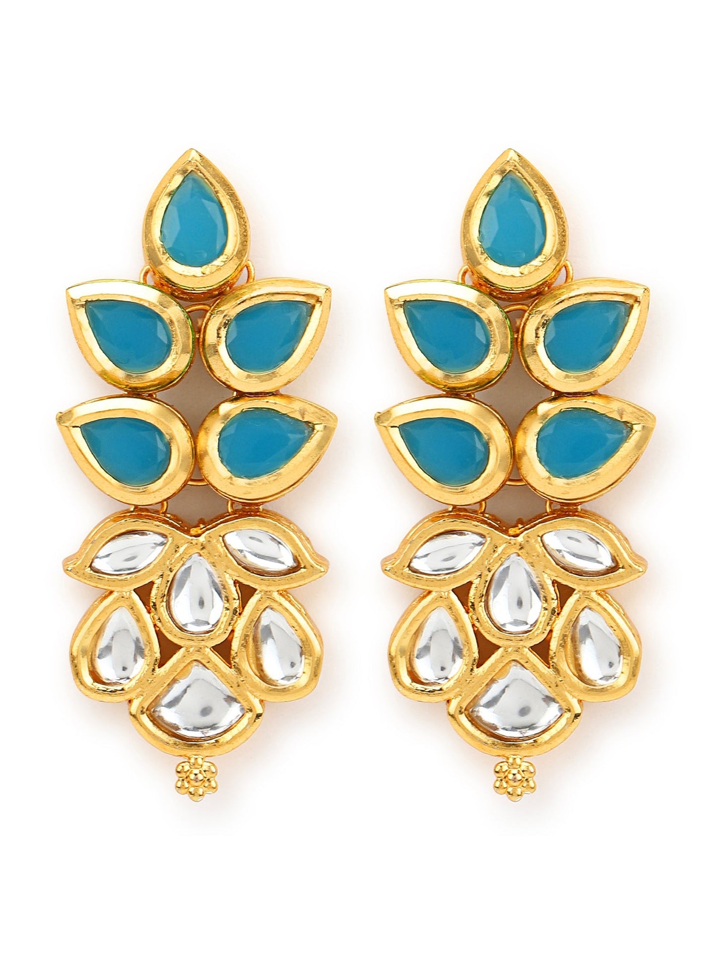 Gold-Toned Leaf Shaped Studs Earrings - Ruby Raang - Swadesiicart