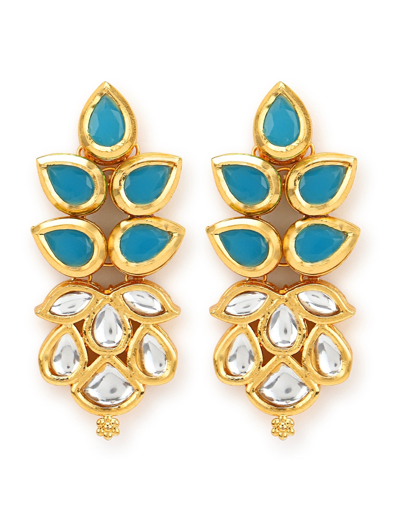 Gold-Toned Leaf Shaped Studs Earrings - Ruby Raang - Swadesiicart