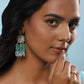 Gold-Polished Turquoise Blue Kundan Studded Classic Drop Earrings - Ruby Raang | Swadesiicart