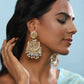 Gold-Polished Classic Kundan Studded Chandbalis Earrings - Ruby Raang - Ruby Raang Studio