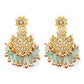 Gold-Polished Classic Kundan Studded Chandbalis Earrings - Ruby Raang - Swadesiicart