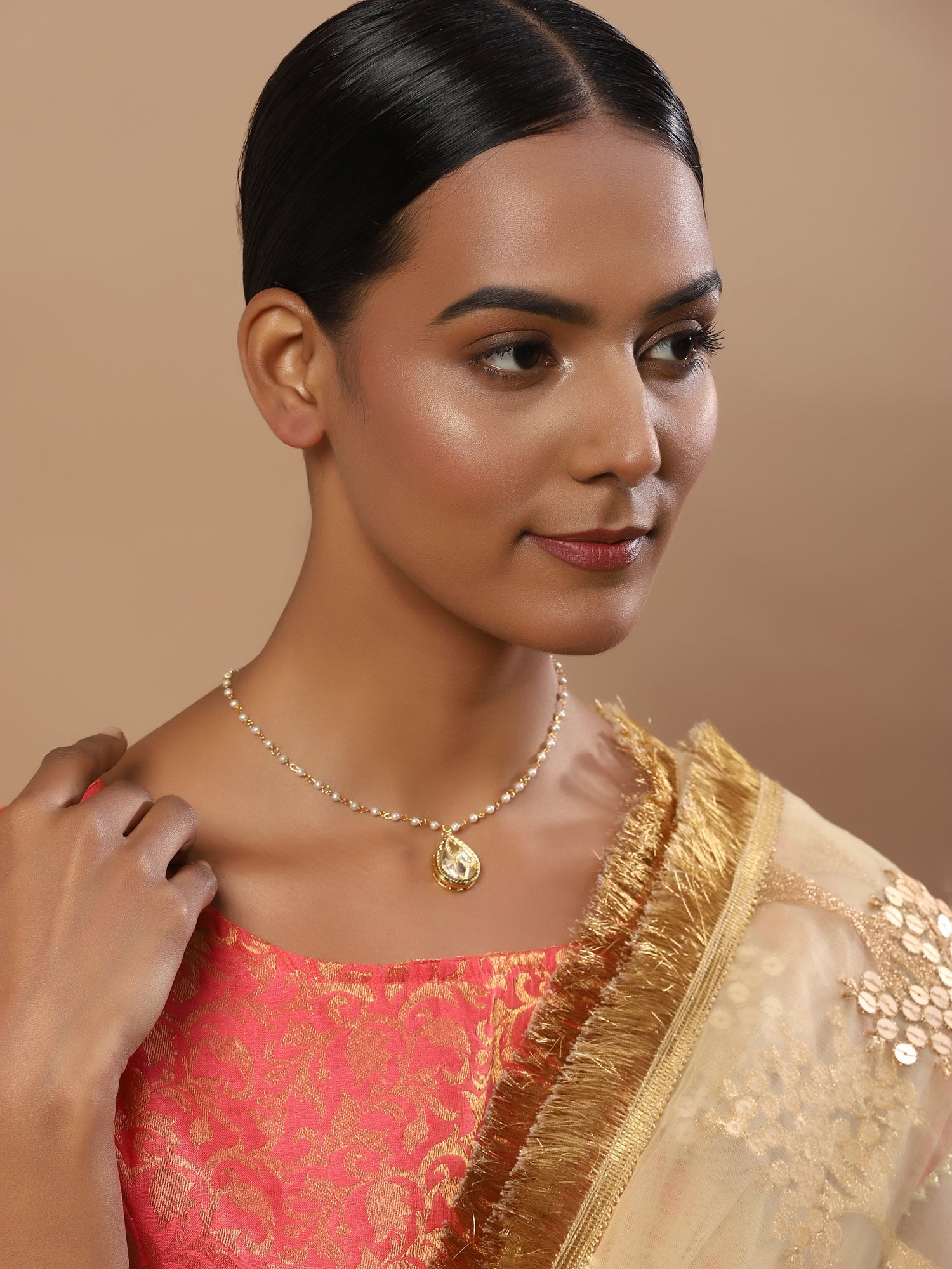 Women's Gold-Polished Chain Necklace - Ruby Raang | Swadesiicart
