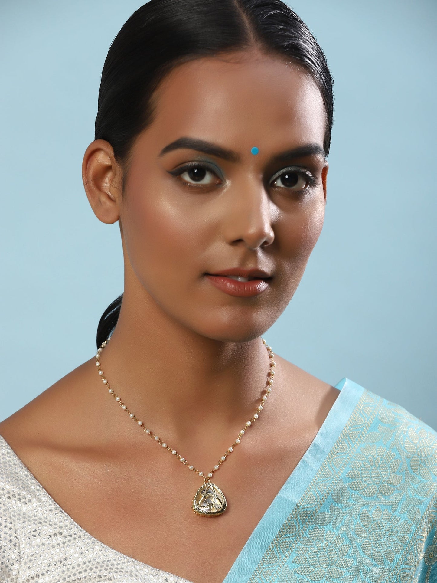 Gold-Polished White Chain - Ruby Raang | Swadesiicart