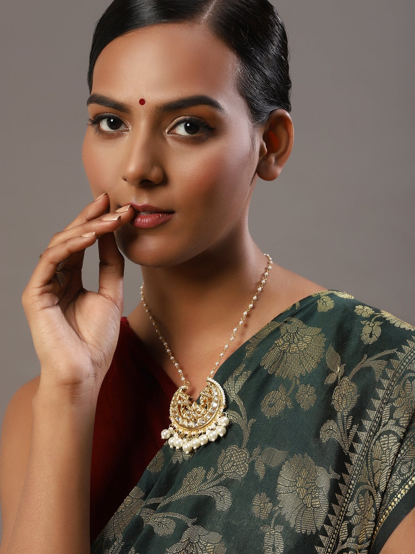White Gold-Polished Brass Chain - Ruby Raang | Swadesiicart