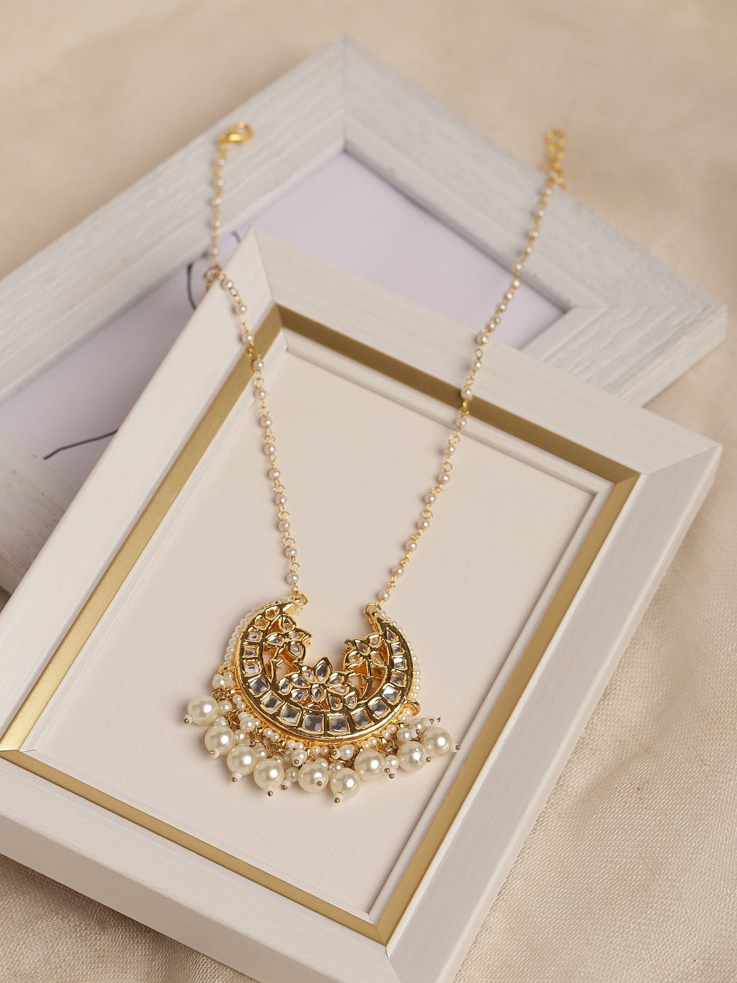 White Gold-Polished Brass Chain - Ruby Raang | Swadesiicart