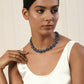Oxidised Silver-Plated Blue White Kundan Studded Brass Choker Necklace - Ruby Raang | Swadesiicart