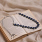 Oxidised Silver-Plated Blue White Kundan Studded Brass Choker Necklace - Ruby Raang | Swadesiicart