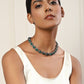 Green Silver-Toned Brass Silver-Plated Necklace - Ruby Raang | Swadesiicart