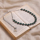 Green Silver-Toned Brass Silver-Plated Necklace - Ruby Raang | Swadesiicart
