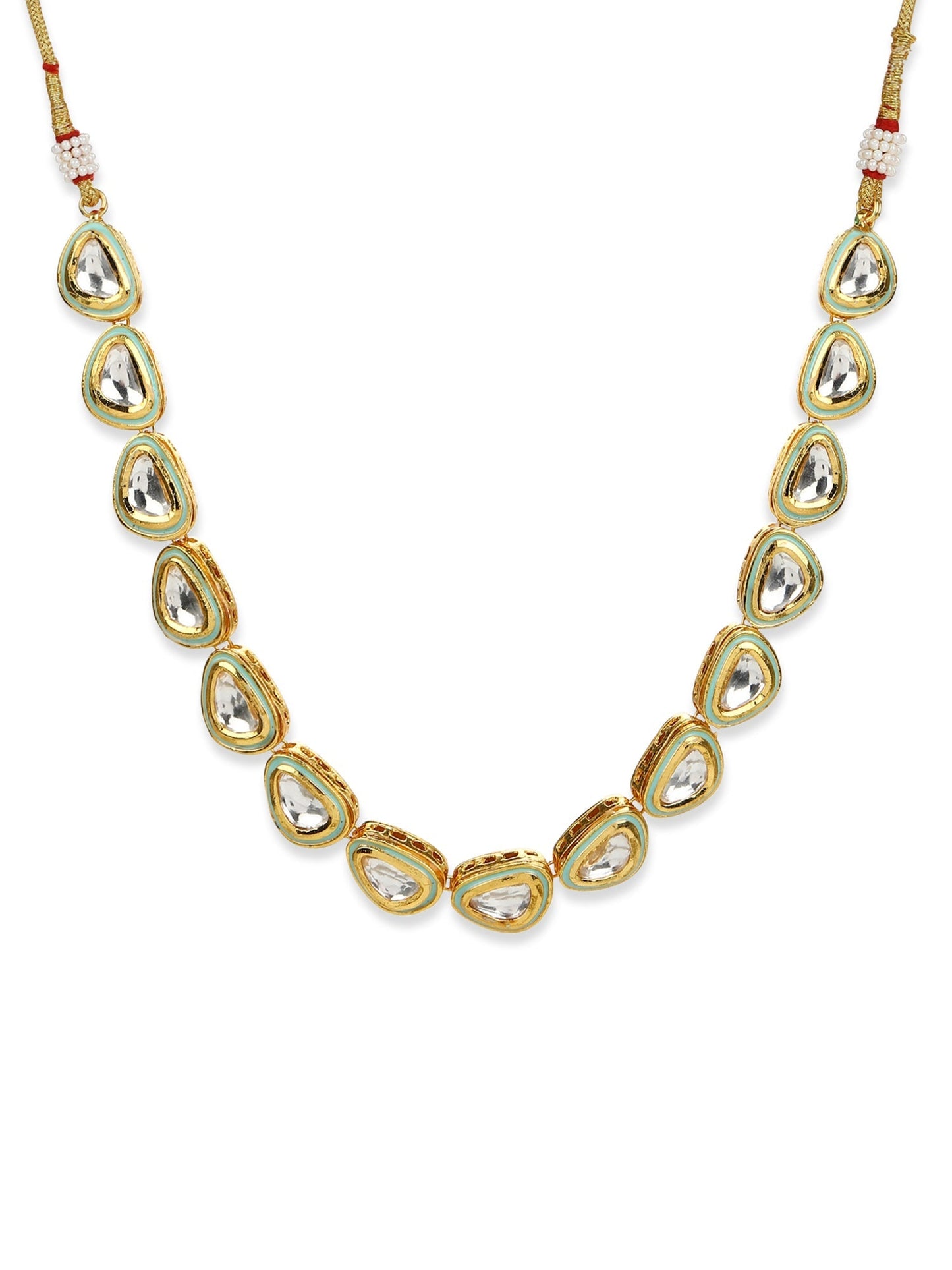 White Brass Gold-Polished Necklace - Ruby Raang | Swadesiicart