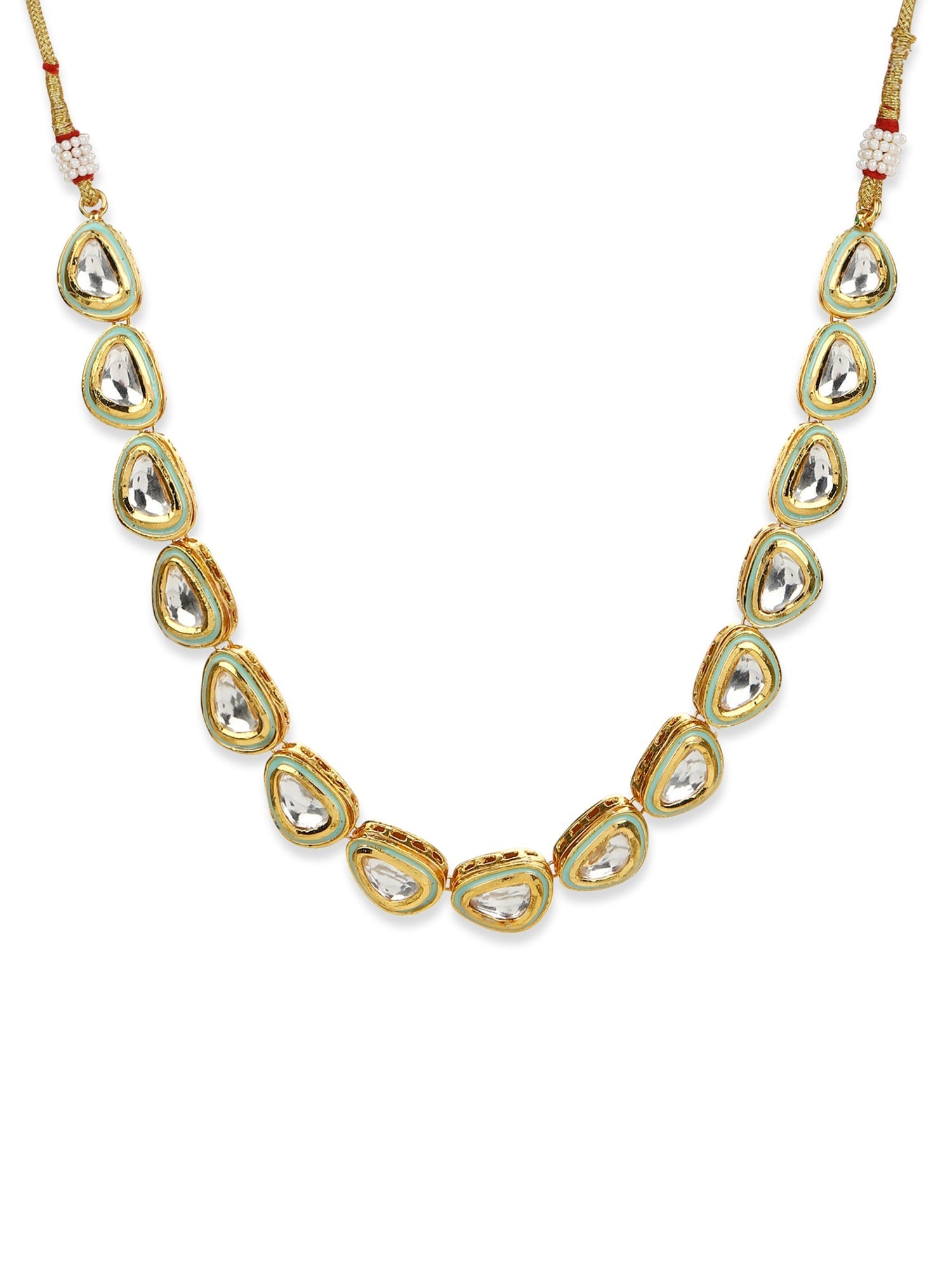 White Brass Gold-Polished Necklace - Ruby Raang | Swadesiicart