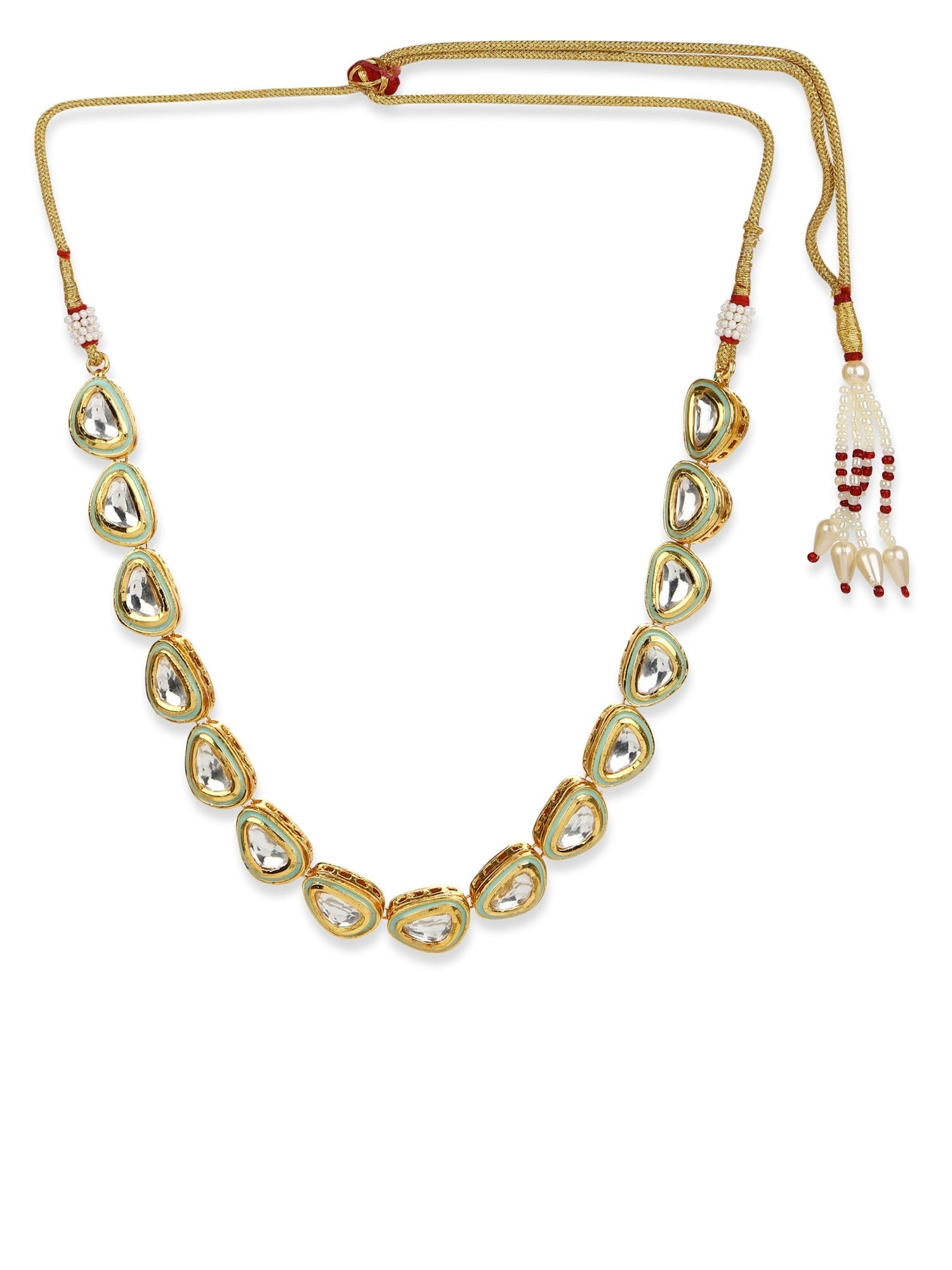 White Brass Gold-Polished Necklace - Ruby Raang | Swadesiicart