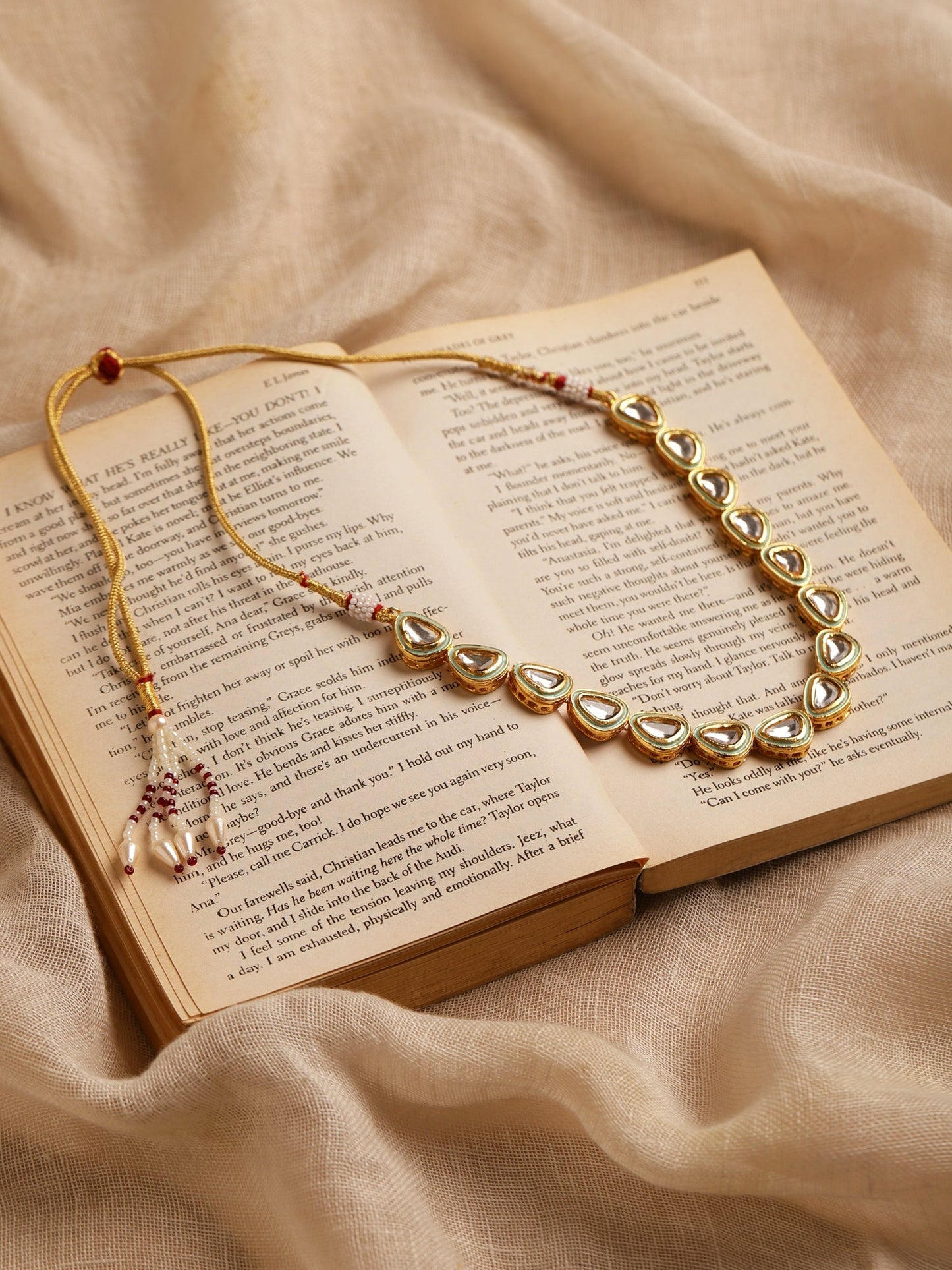 White Brass Gold-Polished Necklace - Ruby Raang | Swadesiicart