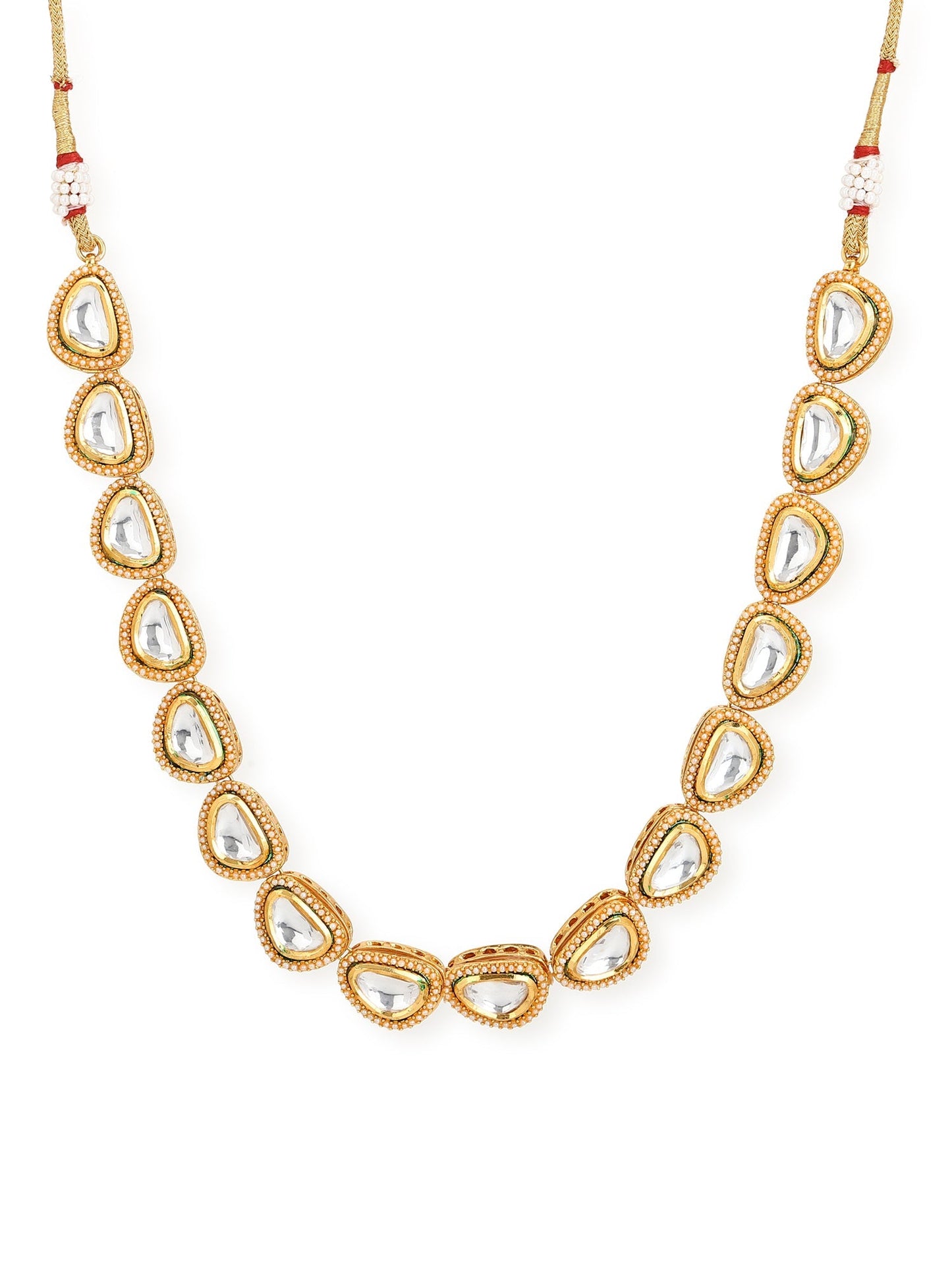 White Brass Gold-Polished Necklace - Ruby Raang | Swadesiicart