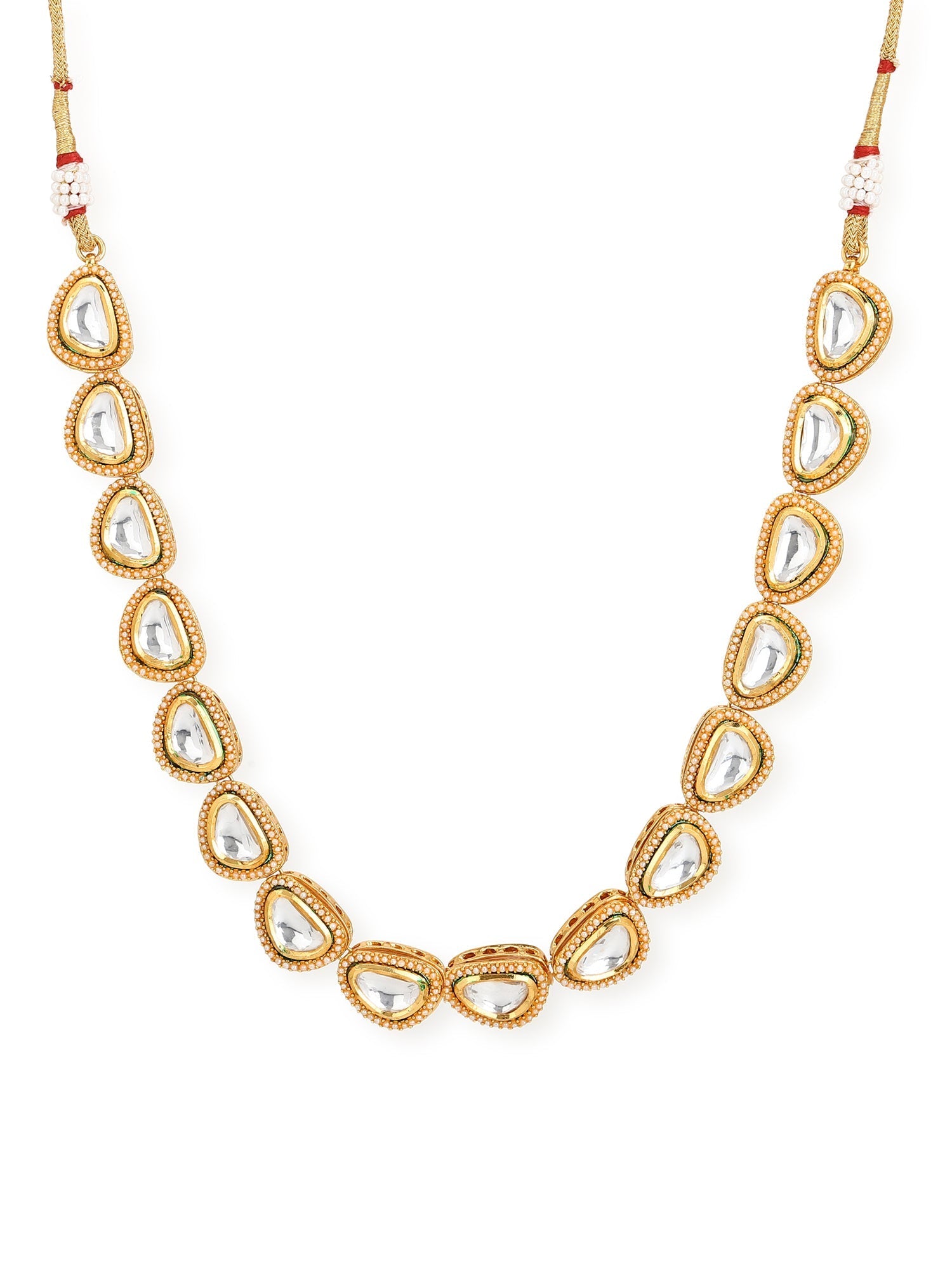 White Brass Gold-Polished Necklace - Ruby Raang | Swadesiicart