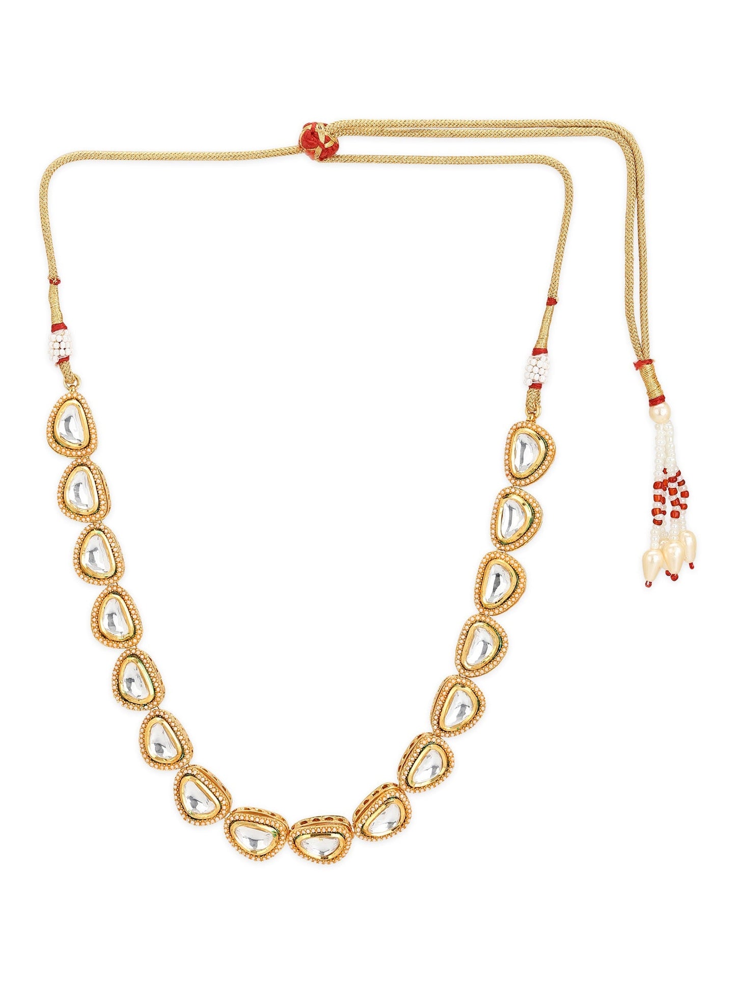 White Brass Gold-Polished Necklace - Ruby Raang | Swadesiicart