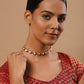 Women's Gold-Polished Kundan Studded Necklace - Ruby Raang | Swadesiicart