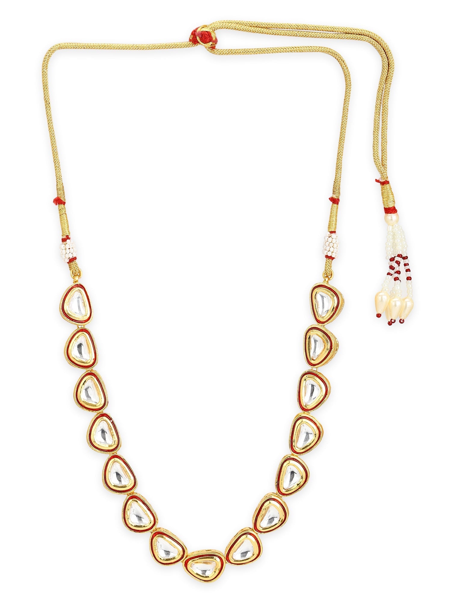 Women's Gold-Polished Kundan Studded Necklace - Ruby Raang | Swadesiicart