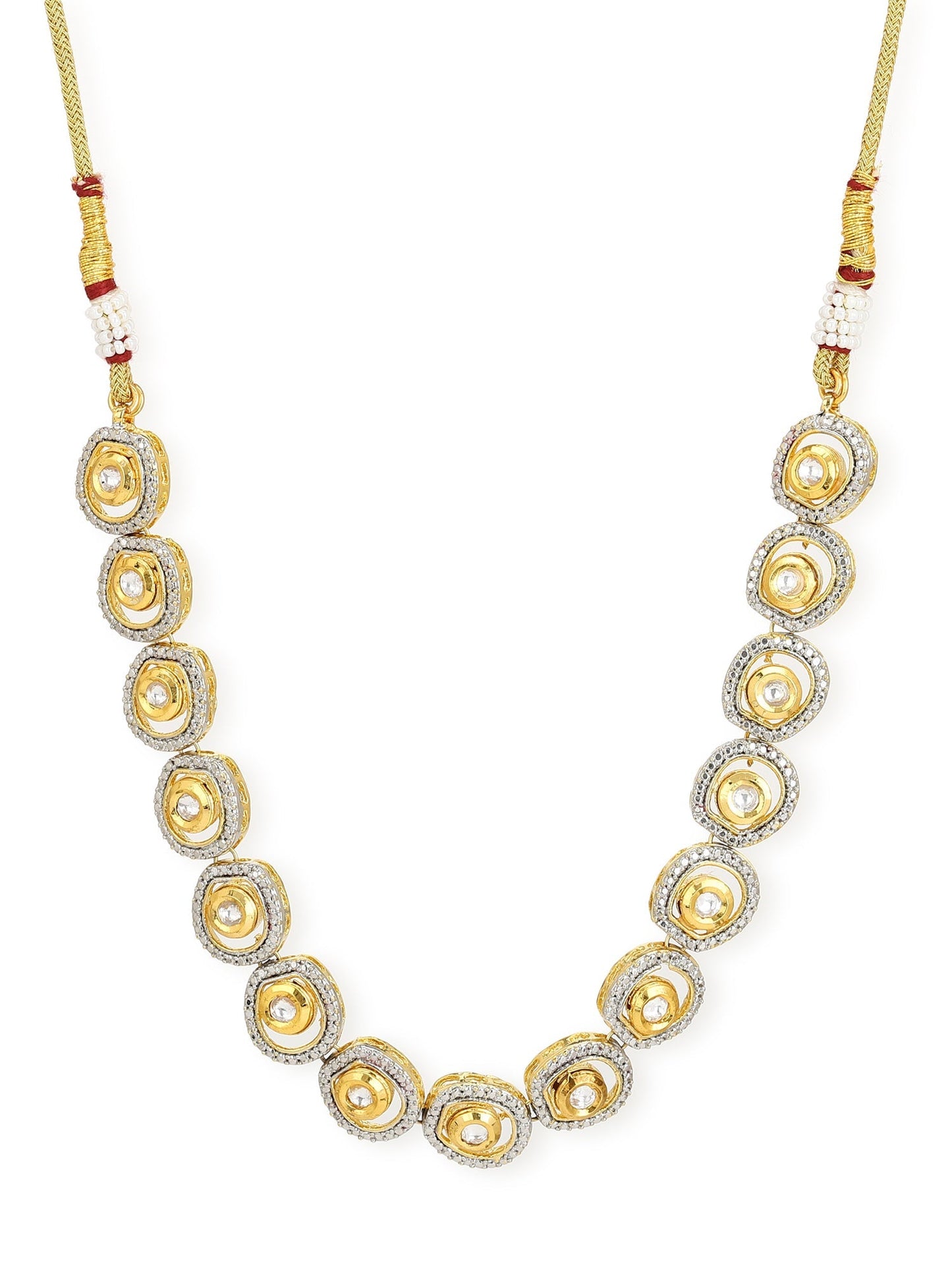 Women's Gold-Polished Kundan Studded Necklace - Ruby Raang | Swadesiicart