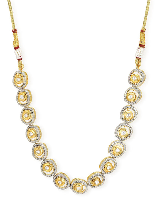 Women's Gold-Polished Kundan Studded Necklace - Ruby Raang | Swadesiicart