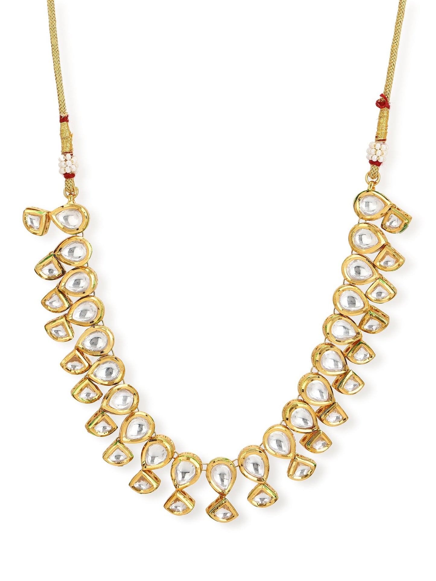 Gold-Toned White Brass Gold-Polished Handcrafted Necklace - Ruby Raang | Swadesiicart