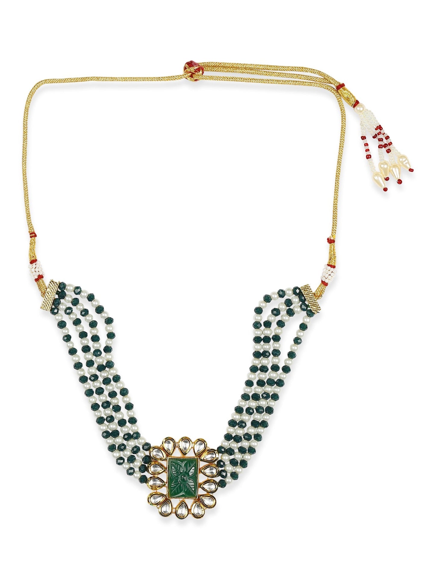 Gold-Polished Green Choker Necklace - Ruby Raang | Swadesiicart