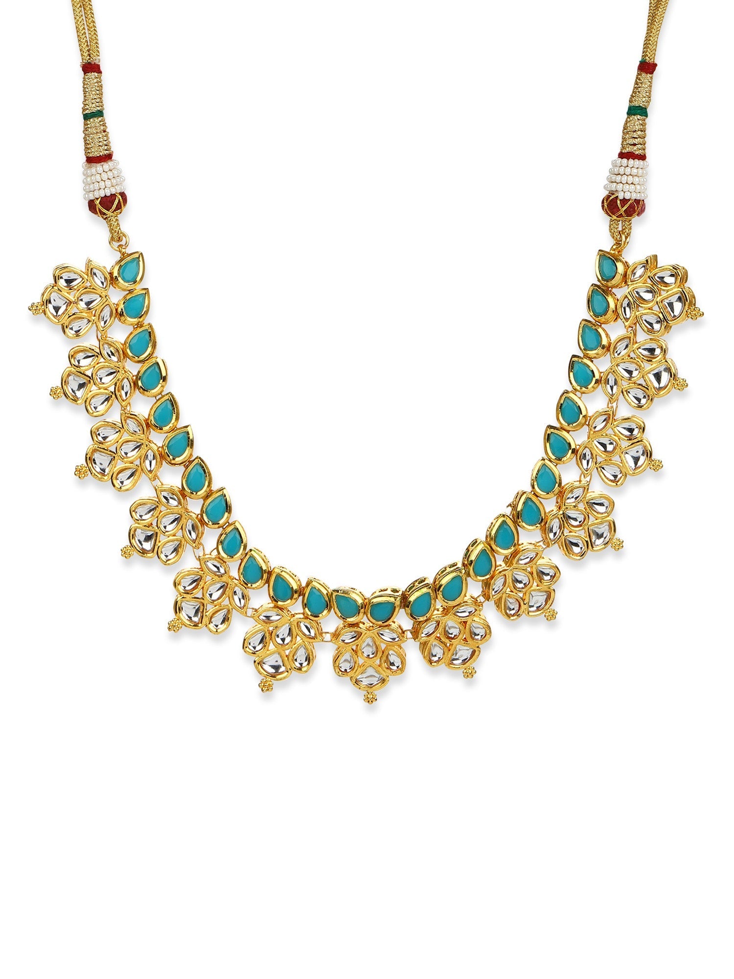 Gold-Toned Blue Brass Gold-Polished Necklace - Ruby Raang | Swadesiicart