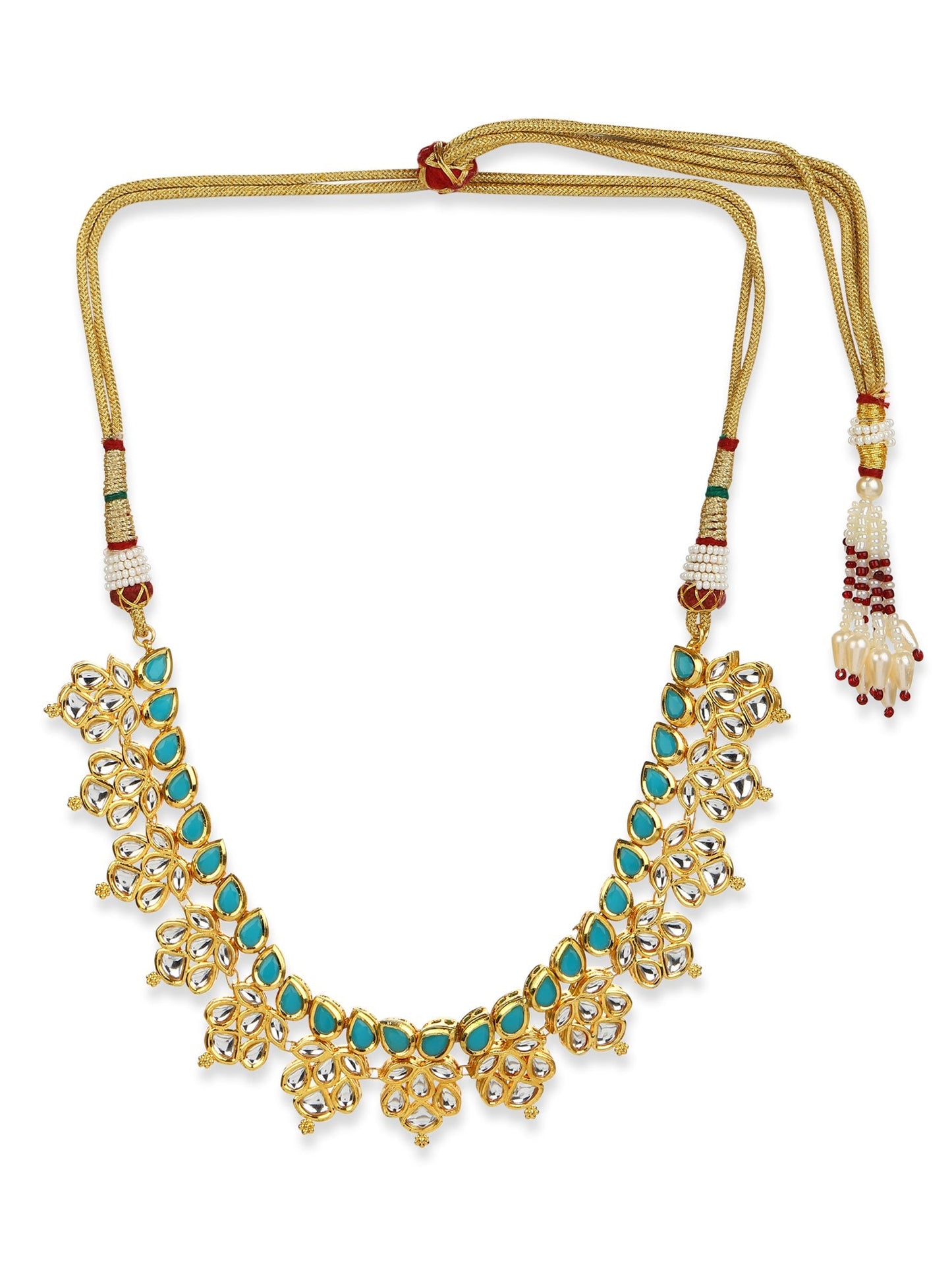 Gold-Toned Blue Brass Gold-Polished Necklace - Ruby Raang | Swadesiicart