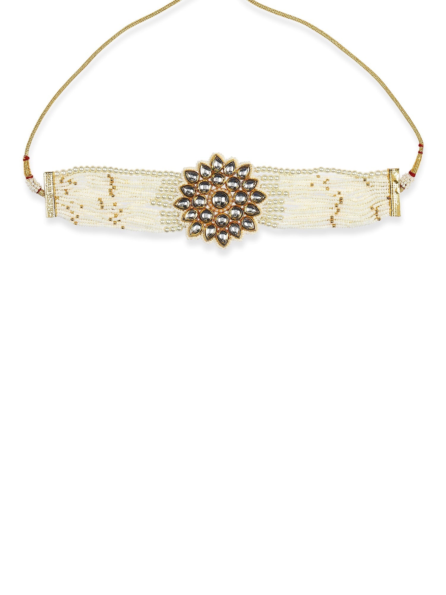 Gold-Toned Gold-Toned Brass Gold-Polished Handcrafted Necklace - Ruby Raang | Swadesiicart