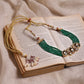 Gold-Polished Green Layered Necklace - Ruby Raang | Swadesiicart