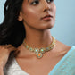 Gold-Polished White Studded Necklace - Ruby Raang | Swadesiicart