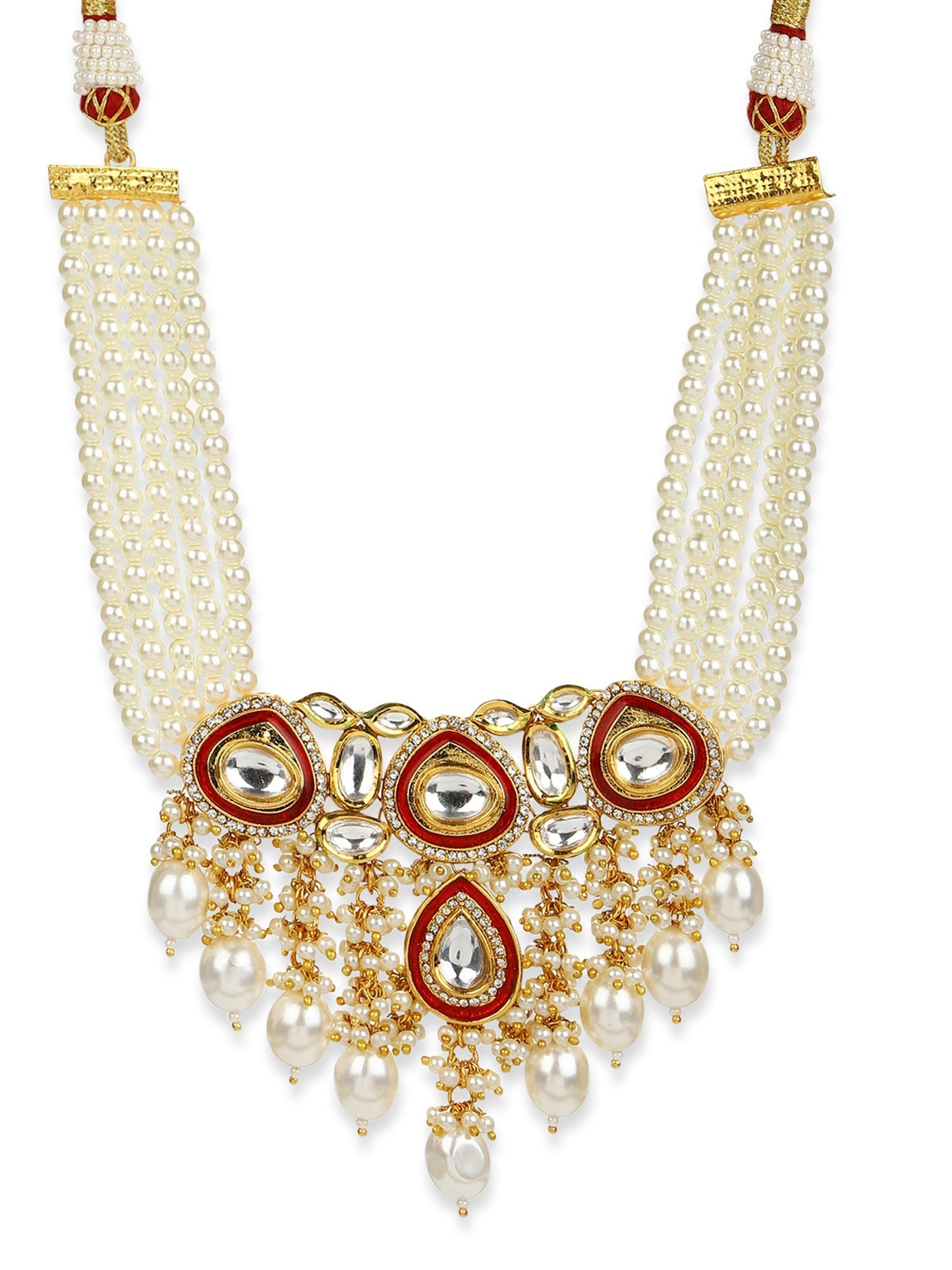 White Brass Gold-Polished Necklace - Ruby Raang | Swadesiicart