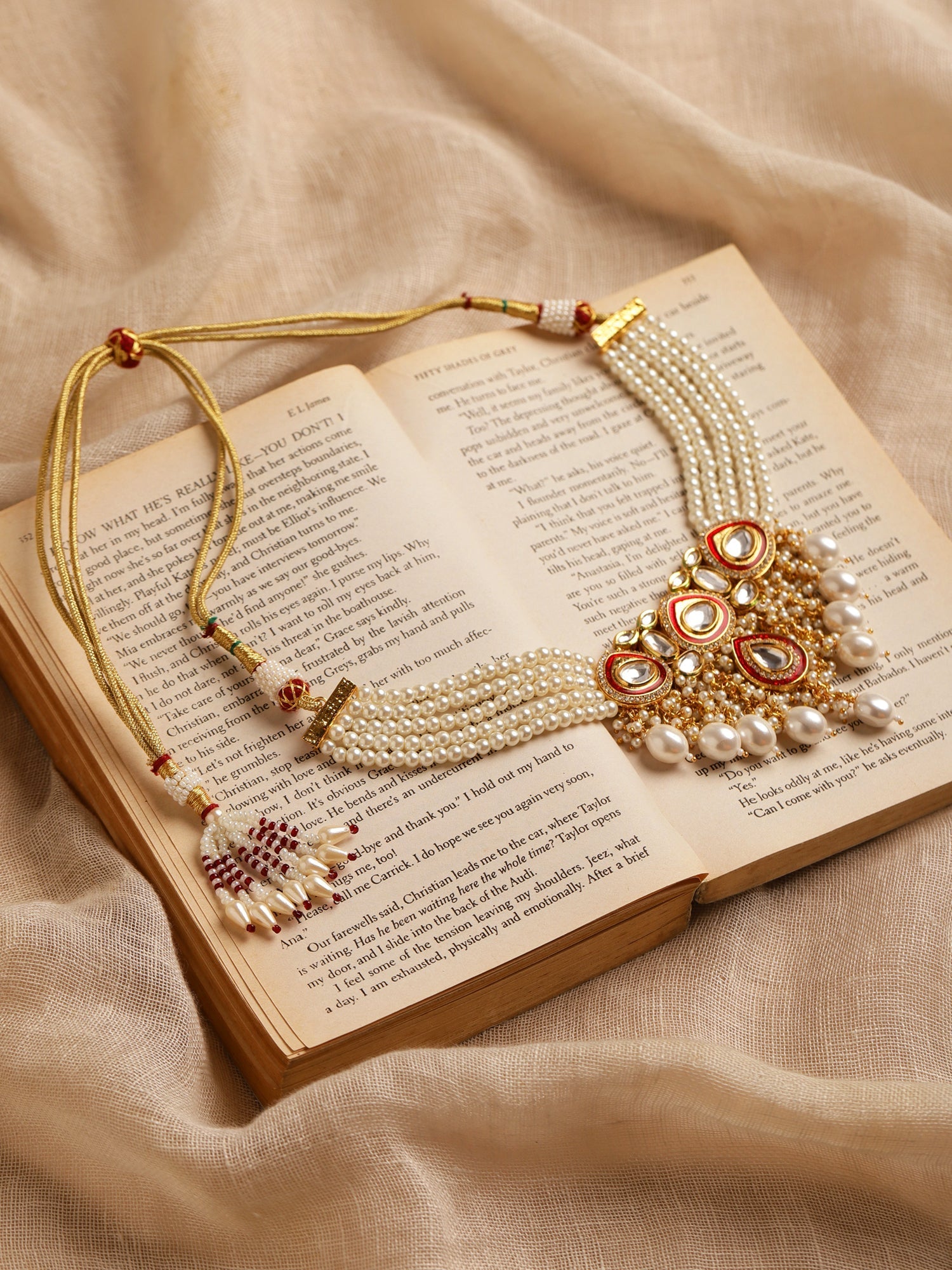 White Brass Gold-Polished Necklace - Ruby Raang | Swadesiicart