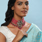 Pink Brass Silver-Plated Necklace - Ruby Raang | Swadesiicart