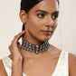 Black Silver-Plated Brass Necklace - Ruby Raang | Swadesiicart