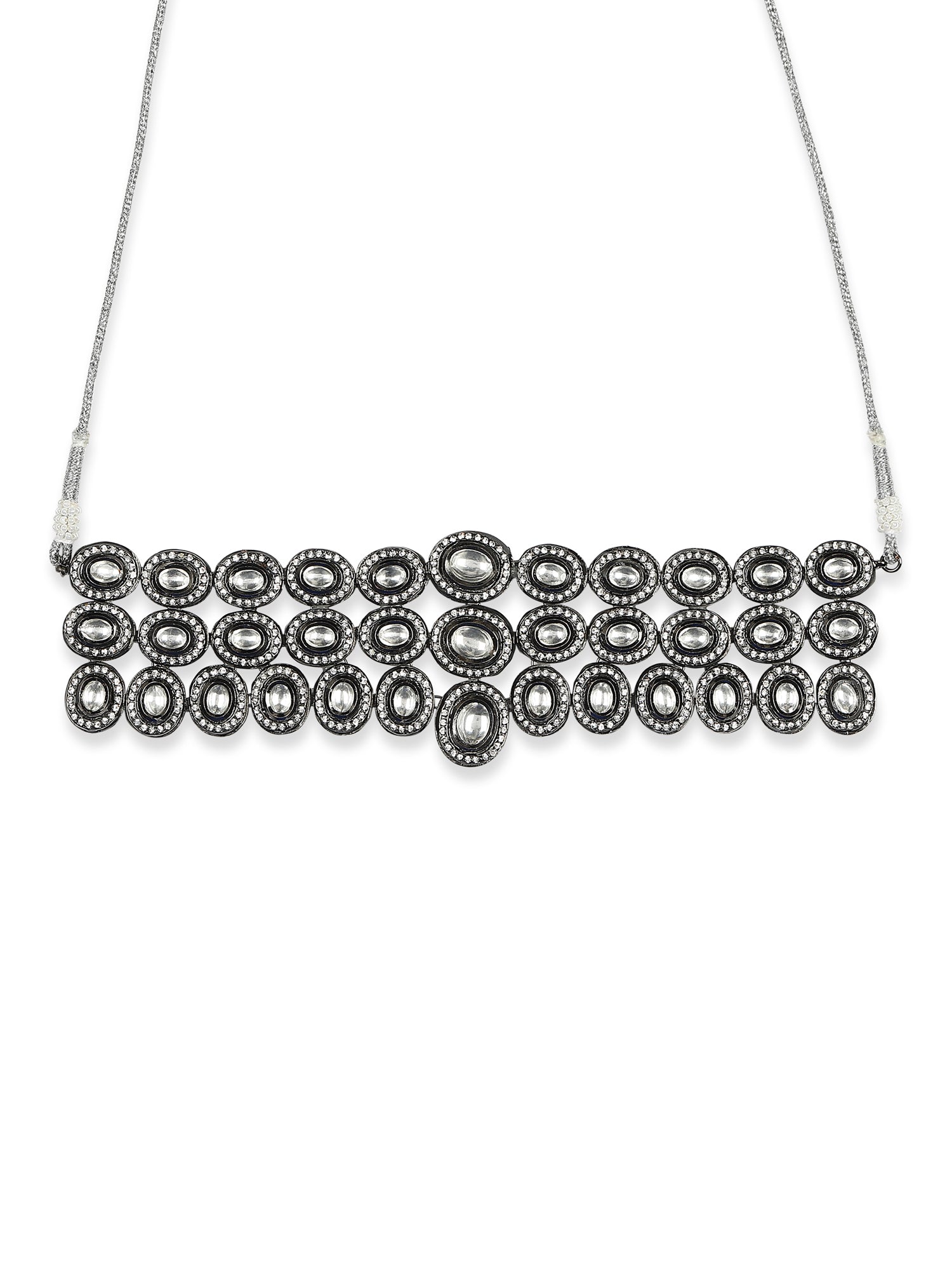 Black Silver-Plated Brass Necklace - Ruby Raang | Swadesiicart