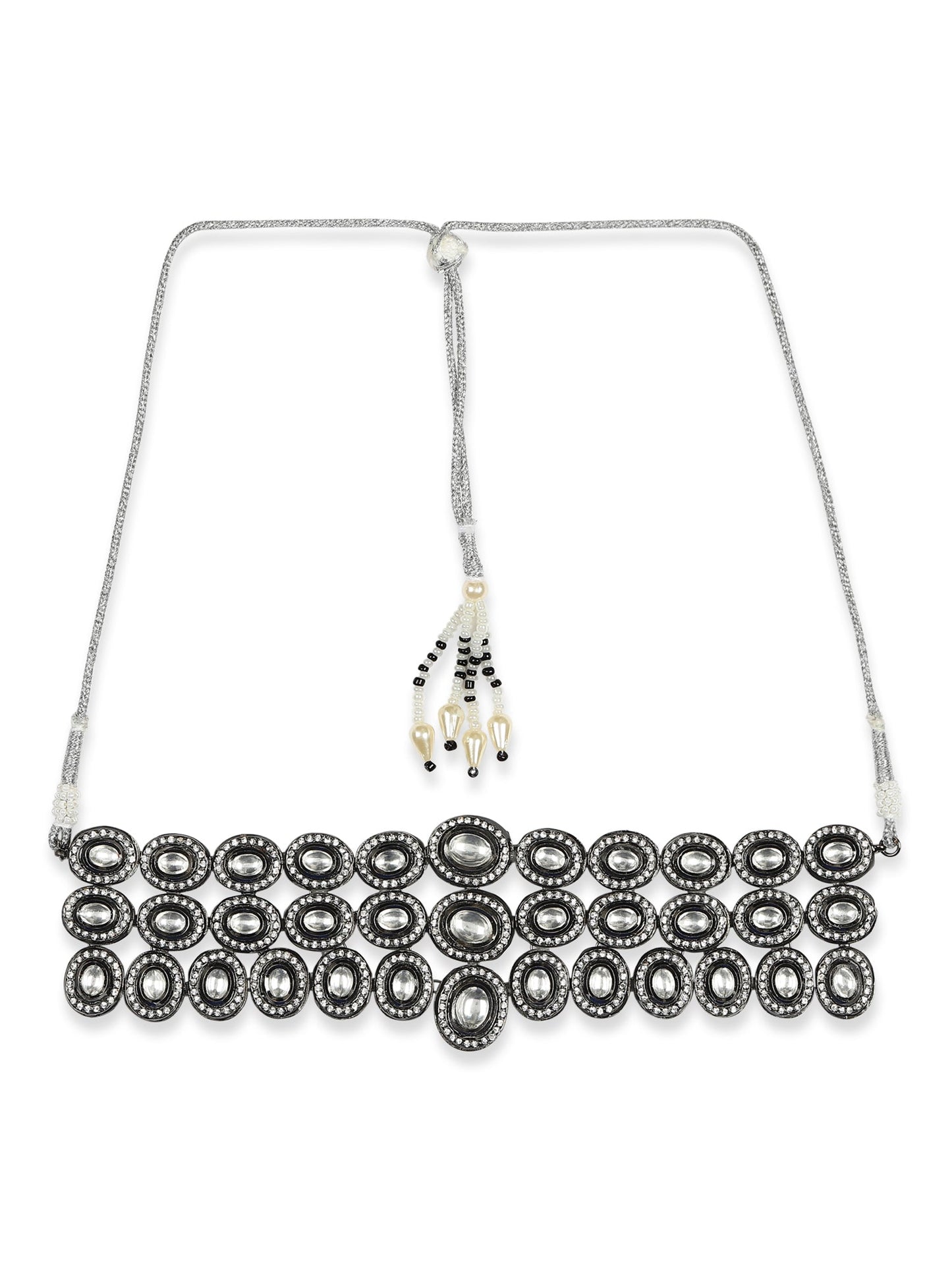 Black Silver-Plated Brass Necklace - Ruby Raang | Swadesiicart