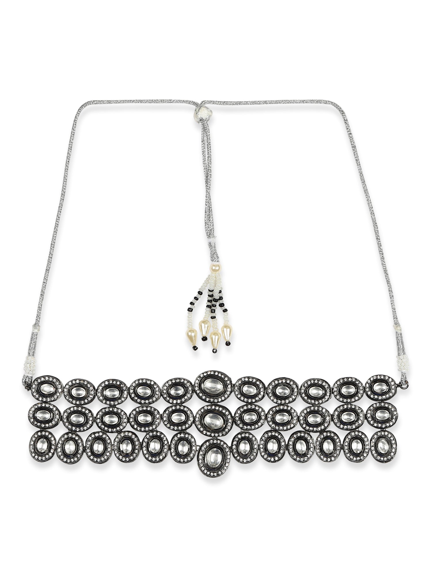 Black Silver-Plated Brass Necklace - Ruby Raang | Swadesiicart