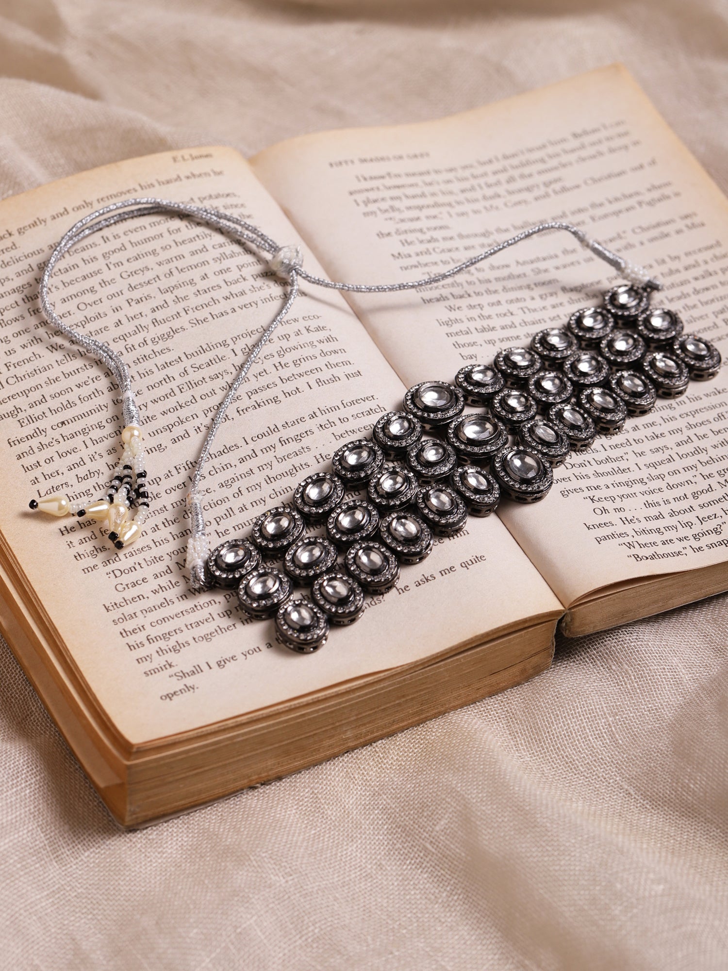 Black Silver-Plated Brass Necklace - Ruby Raang | Swadesiicart