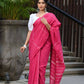 Beatitude Pink Khadi Ghicha Stripes Saree