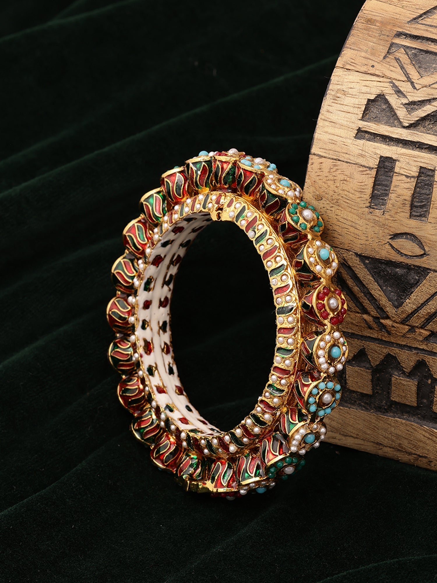 Handcrafted Heavy Bangle - Ruby Raang - Swadesiicart