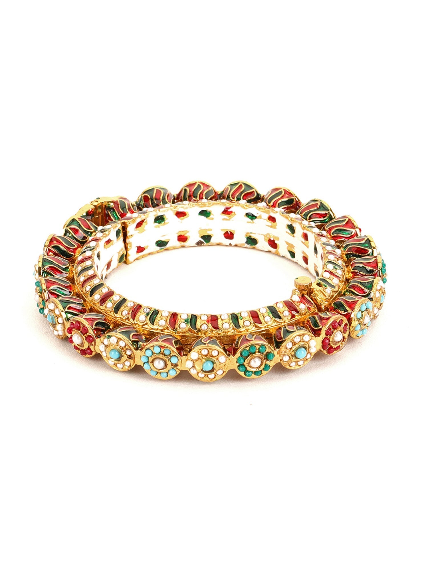 Handcrafted Heavy Bangle - Ruby Raang - Swadesiicart