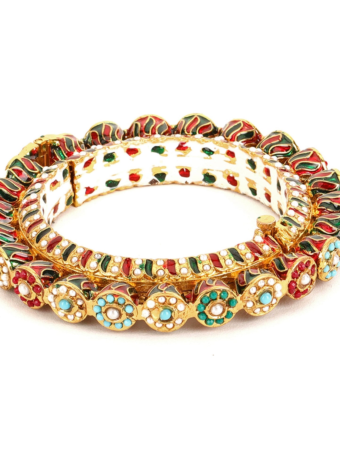 Handcrafted Heavy Bangle - Ruby Raang - Swadesiicart