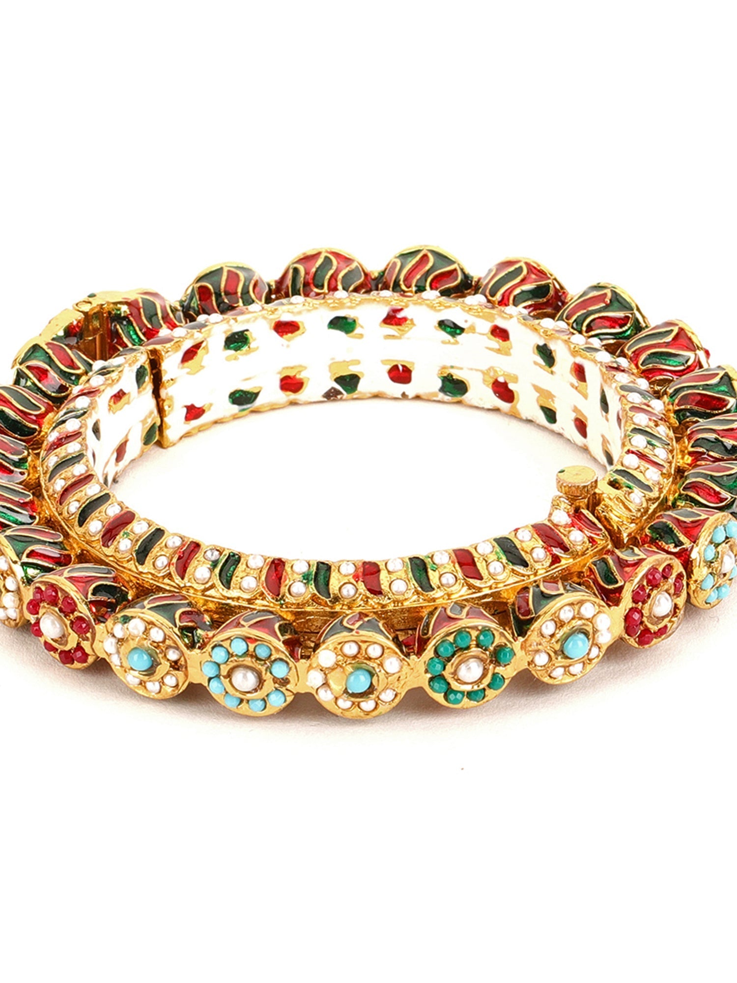 Handcrafted Heavy Bangle - Ruby Raang - Swadesiicart
