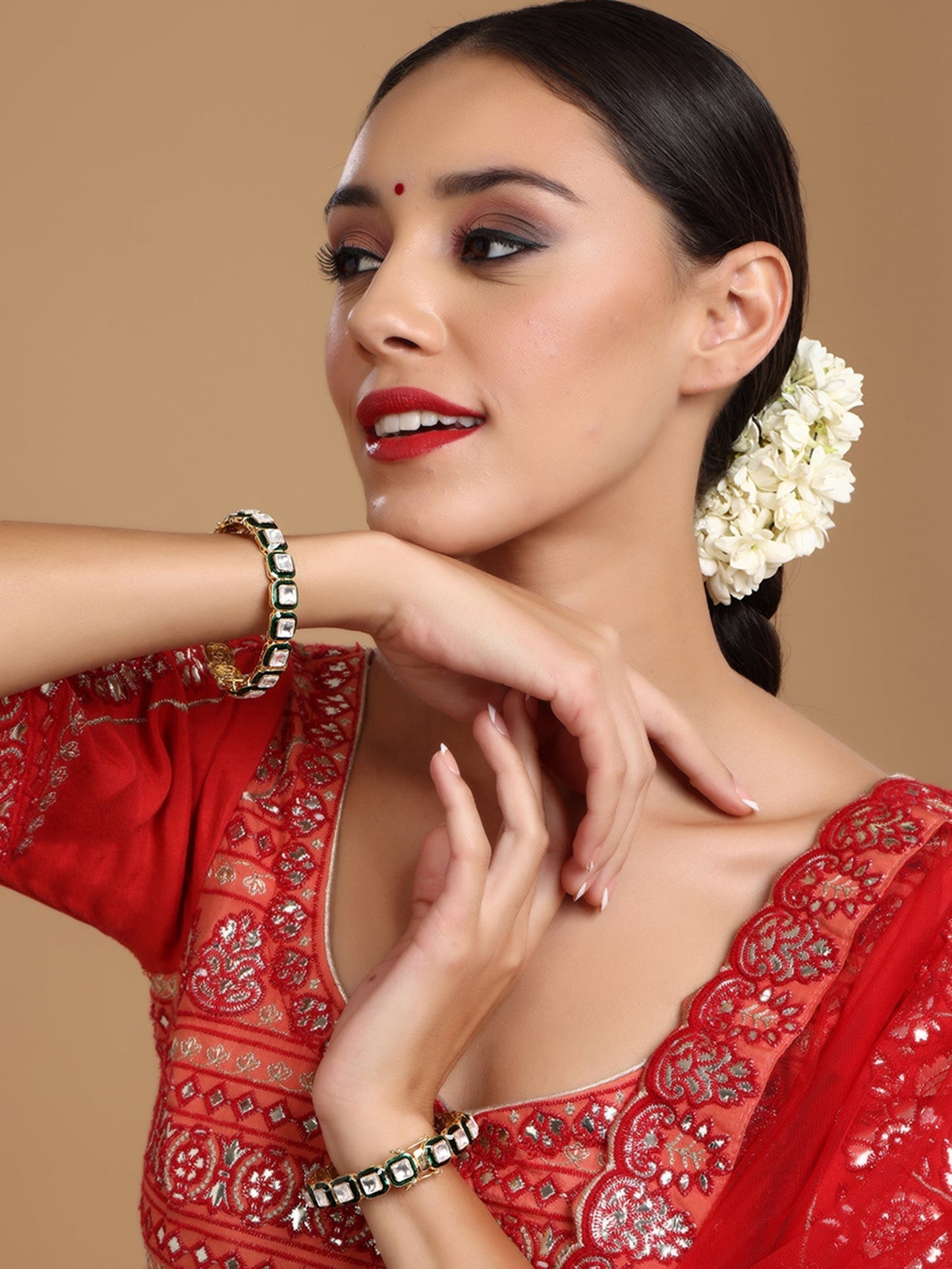 Kundan Meenakari Bangles (set of 2) - Ruby Raang - Swadesiicart