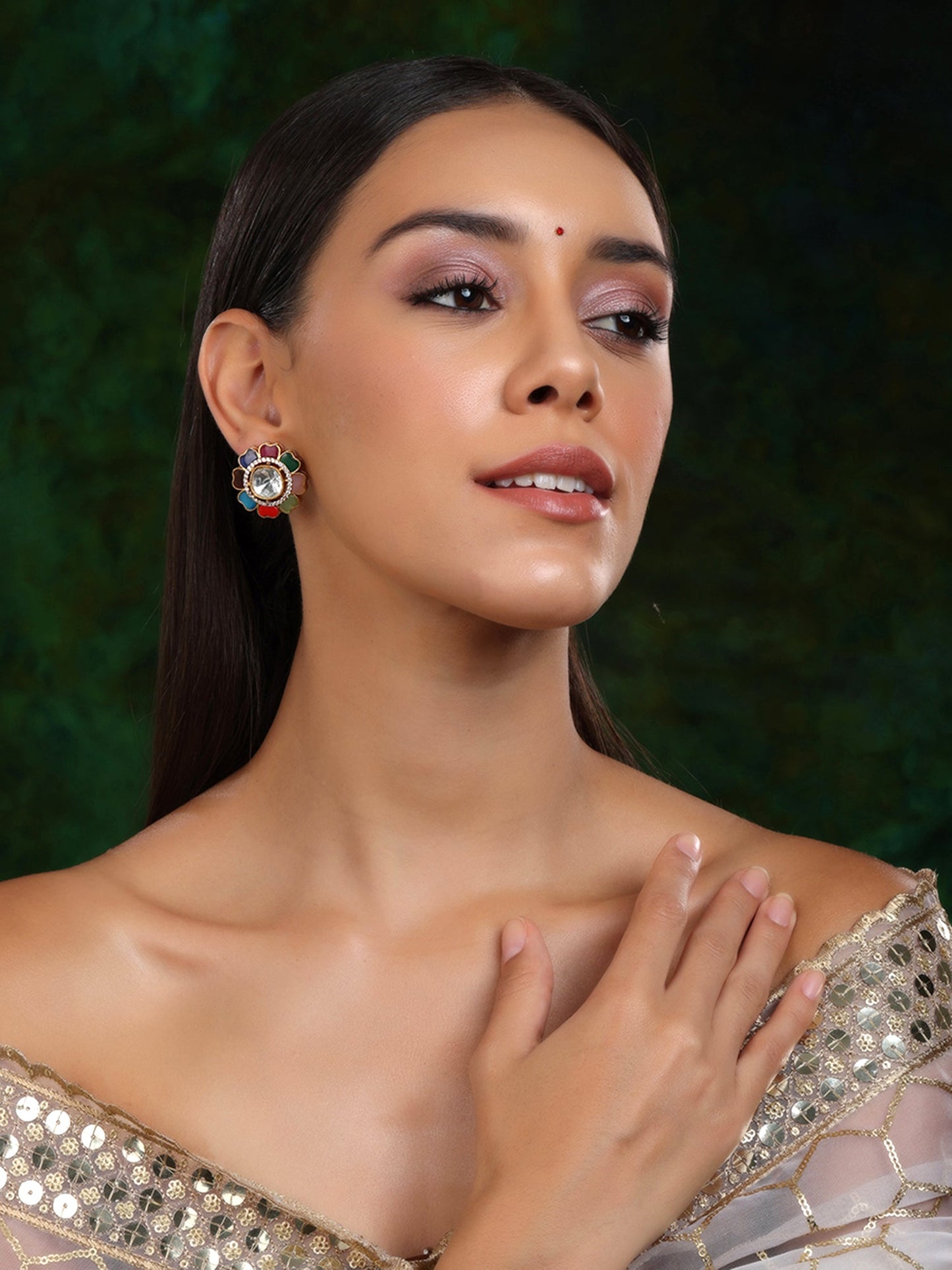 Round Multi Studs - Ruby Raang - Swadesiicart