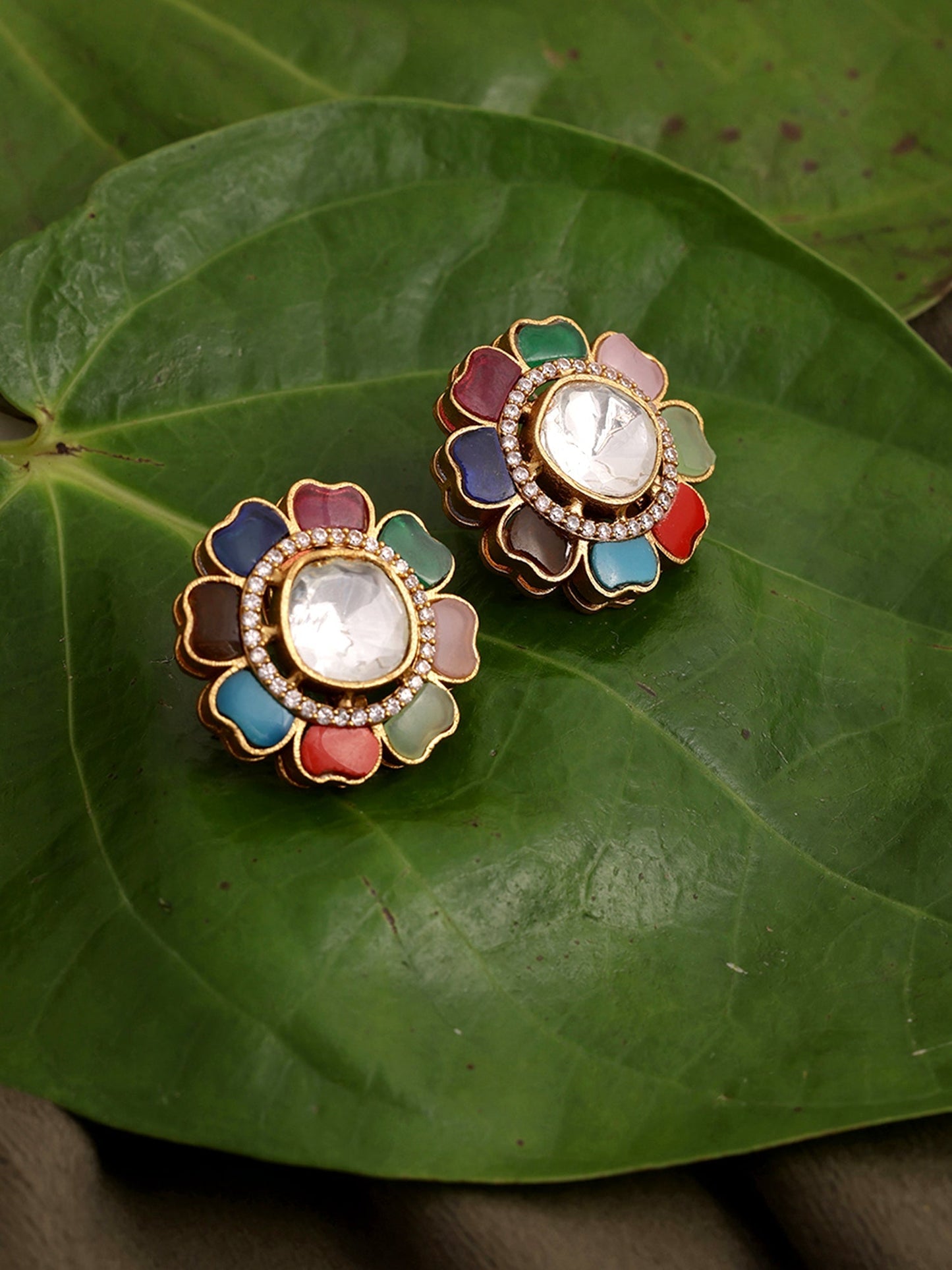 Round Multi Studs - Ruby Raang - Swadesiicart